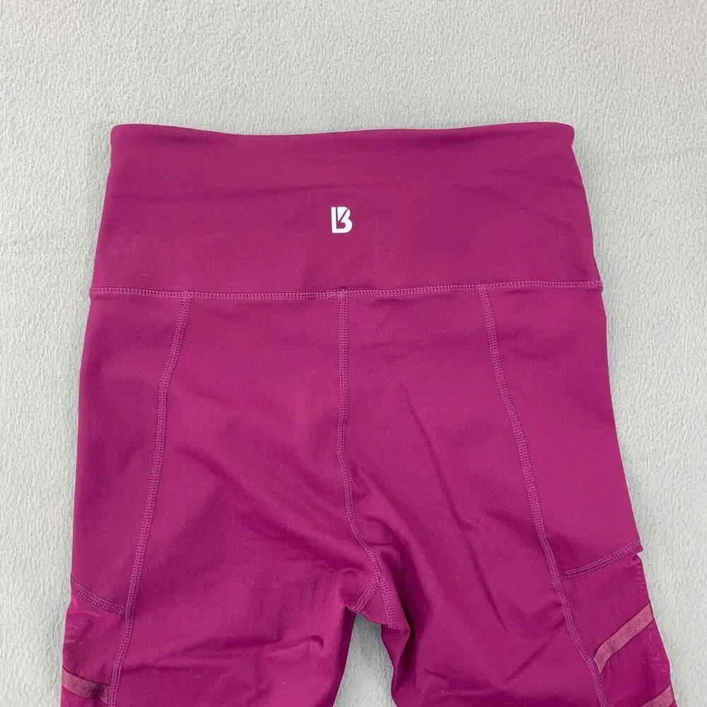 BuffBunny Gym Leggins Womens Size Small Side Mesh Panel Pink Yoga High Waist